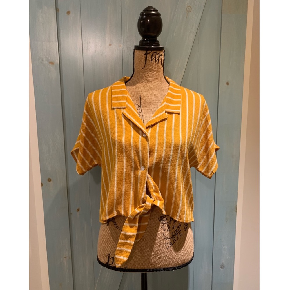 Yellow Striped Crop Top